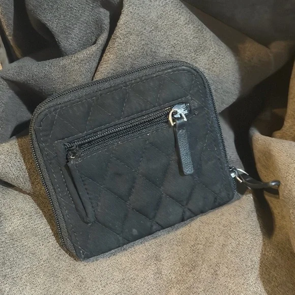 EUC Vera Bradley Petite Black Zip-Around Wallet - Picture 2 of 3